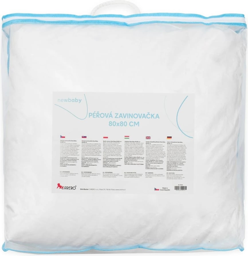 Batanije mbështjellëse për foshnje, NEW BABY, Dragon 80x80 cm, mbushje pupla 80% pupla pate / 20% push 0.4 kg, pambuk kambrik, e bardhë