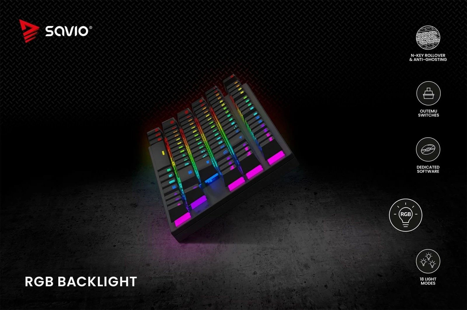 Tastierë mekanike Savio Tempest X2, Outemu Red, RGB, me kabllo, e zezë Tastierë mekanike Savio Tempest X2, Outemu Red, RGB, me kabllo, e zezë