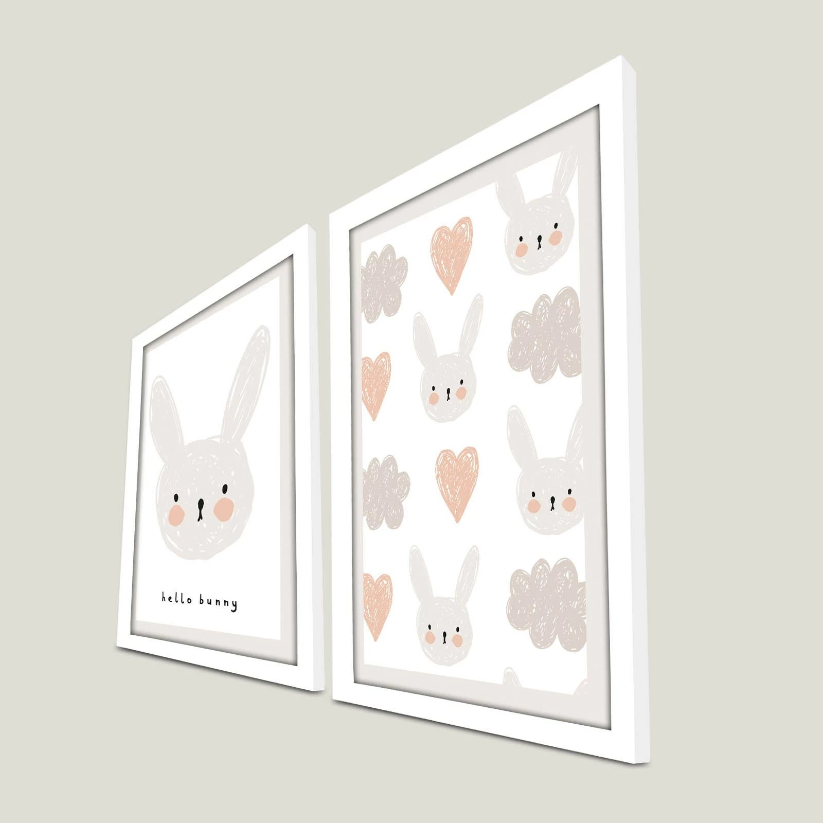 Pikturë dekorative me kornizë MDF (2 copë), Wallity, 2P3853BCT-003, e bardhë dhe pudër