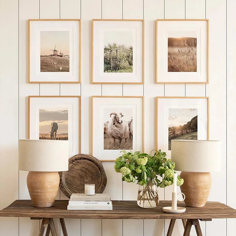 Dekor muri me kornizë Kaelis, set prej gjashtë pjesësh, print digjital, 33x1.5x48cm