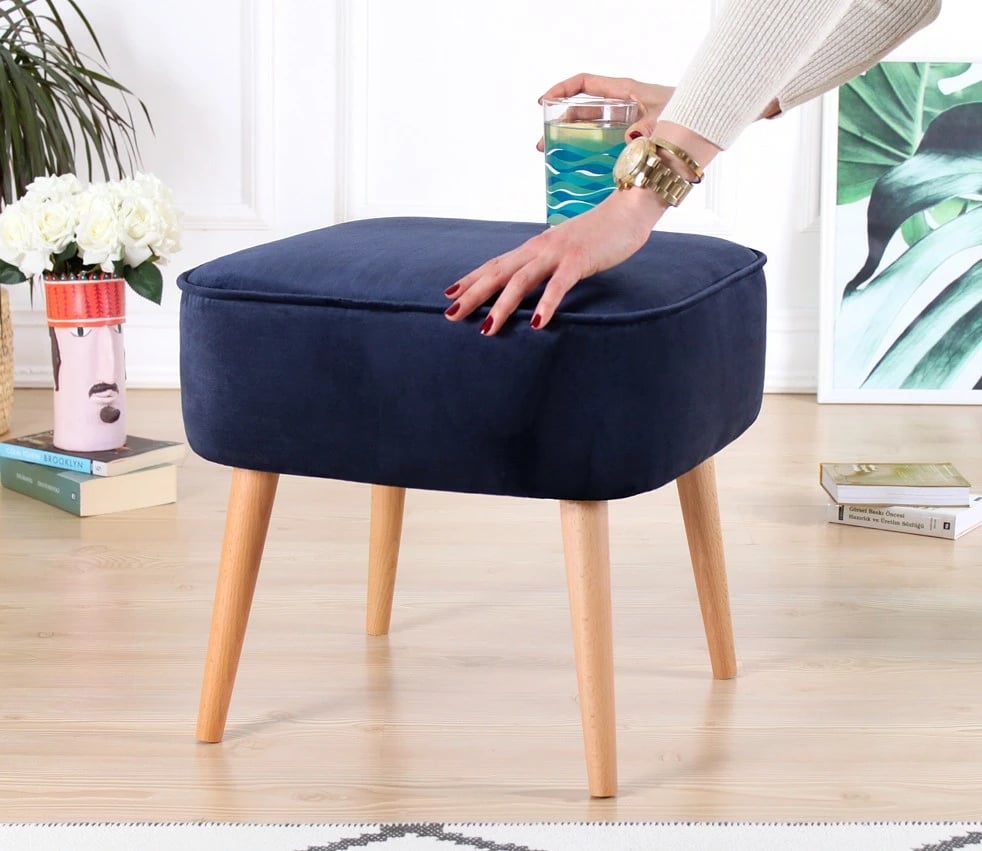 Puf Atelier del Sofa, Moouv 7084, kadife, ngjyrë blu e errët