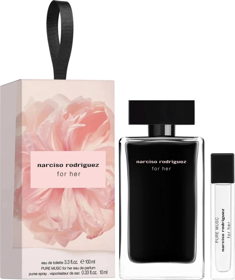 Set Eau de Toilette + Eau de Parfum për femra Narciso Rodriguez For Her + Pure Musk, 100ml + 10ml