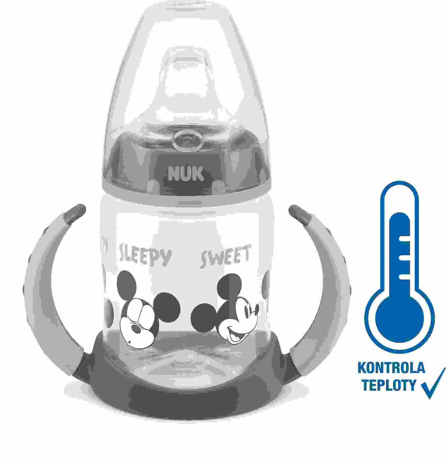 Shishe mësuese NUK Disney Mickey First Choice me kontroll temperature 150 ml gri