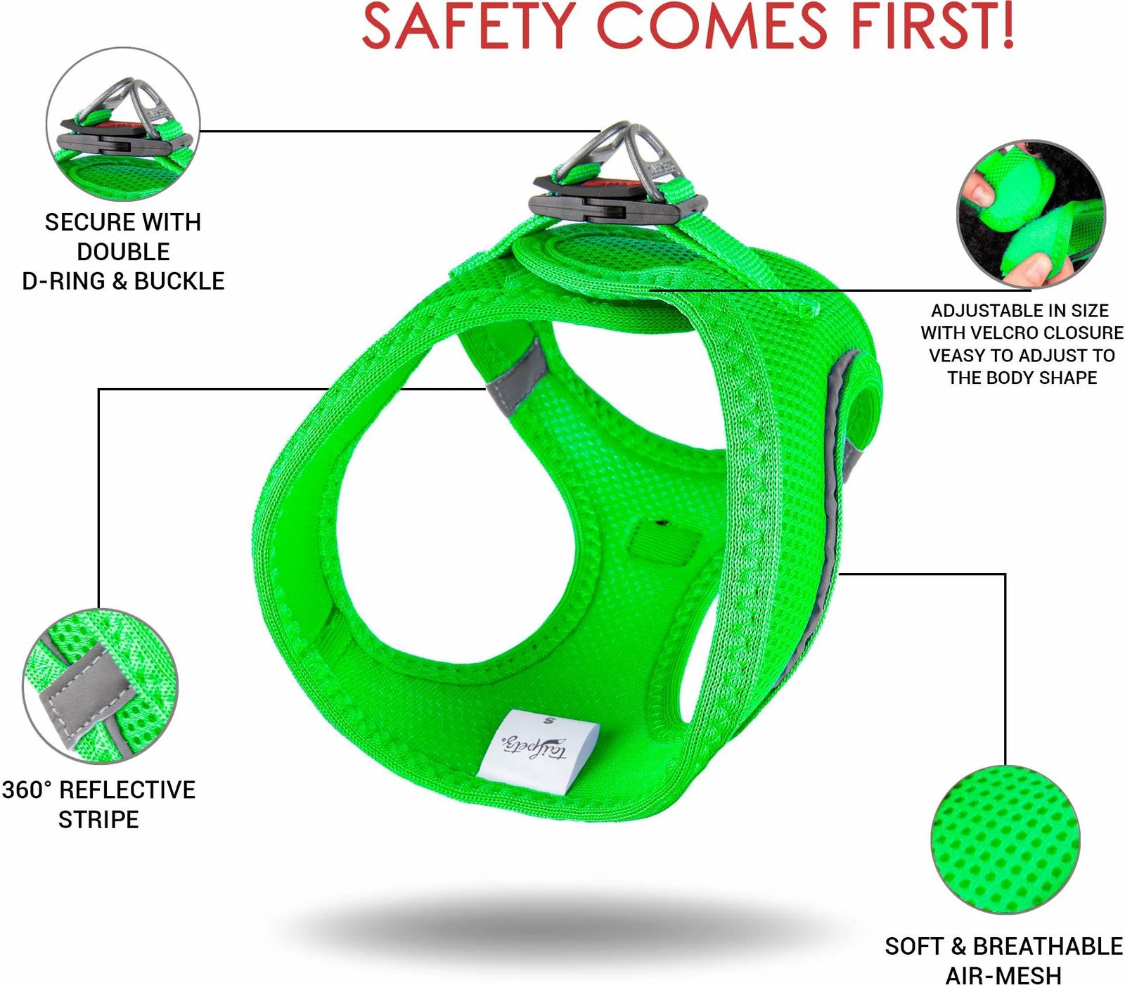 Parzmore për qen, ngjyrë Neo Green, Air-Mesh, XS Parzmore për qen, ngjyrë Neo Green, Air-Mesh, XS