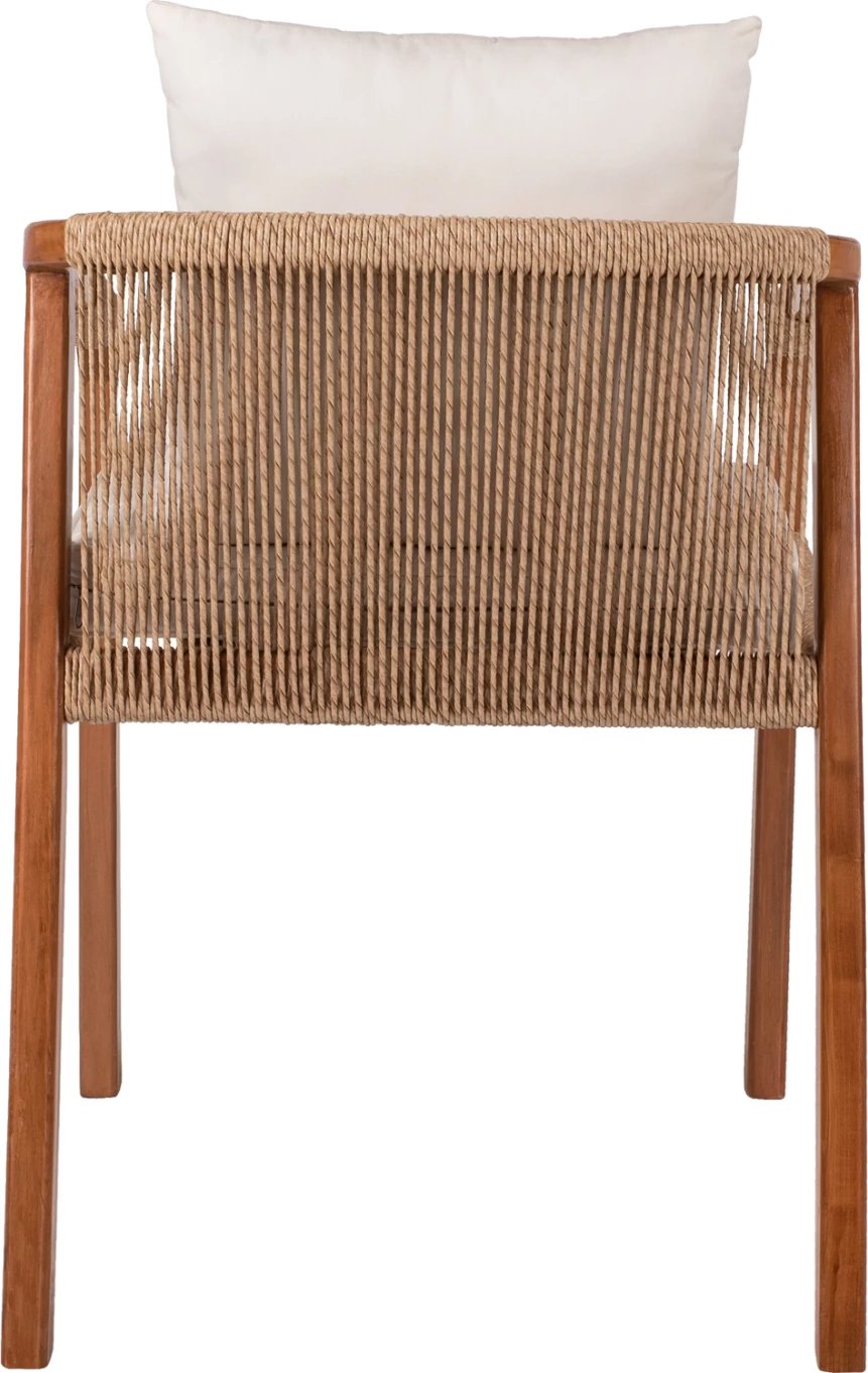 Karrige me krahë, dru teak, litar dhe jastëkë, FH9456.01, 57x63.5x75-88H cm