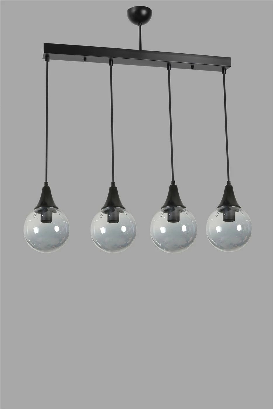 Llambë tavani Opviq Afra, 4 vendesh, metal i zi, xham fume