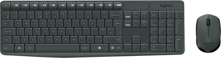 Set tastierë dhe maus pa tela, Logitech MK235, DE layout, USB 2.0, ngjyrë e zezë/gri