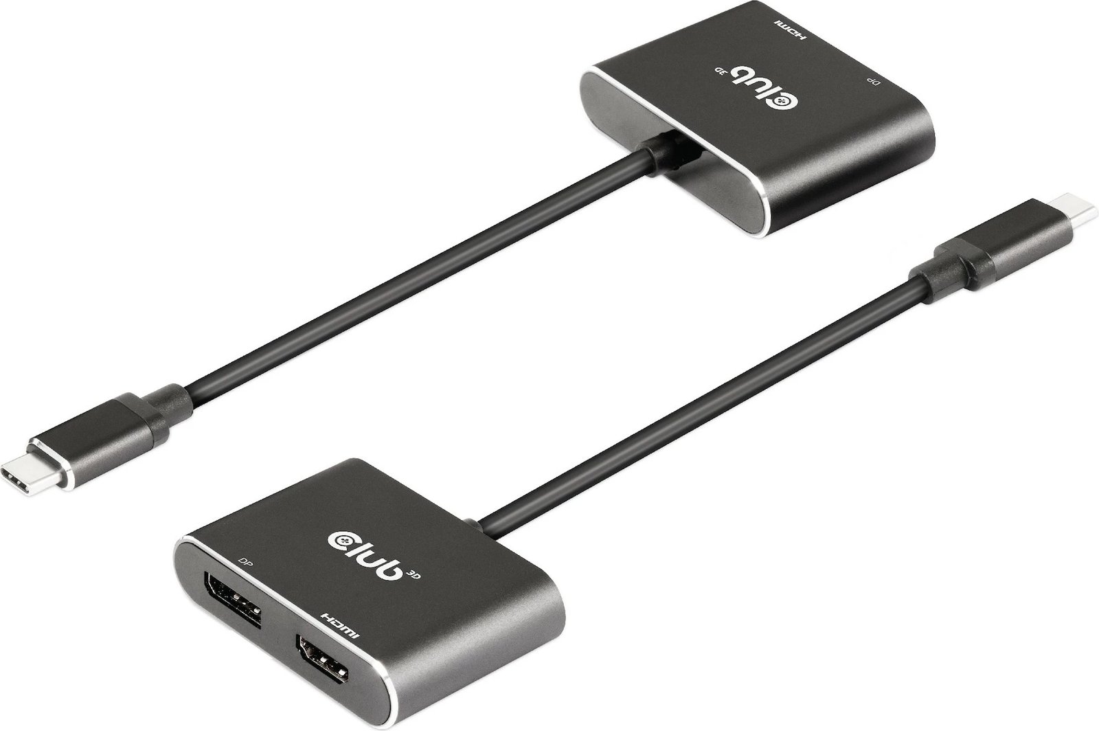 Adapter Club3D MST-Hub USB-C në DP/HDMI 4K60Hz, i zi