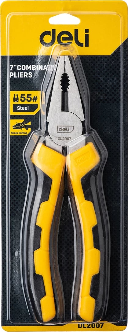Darë kombinimi Deli Tools EDL2007, 7 inç, verdhë/zi