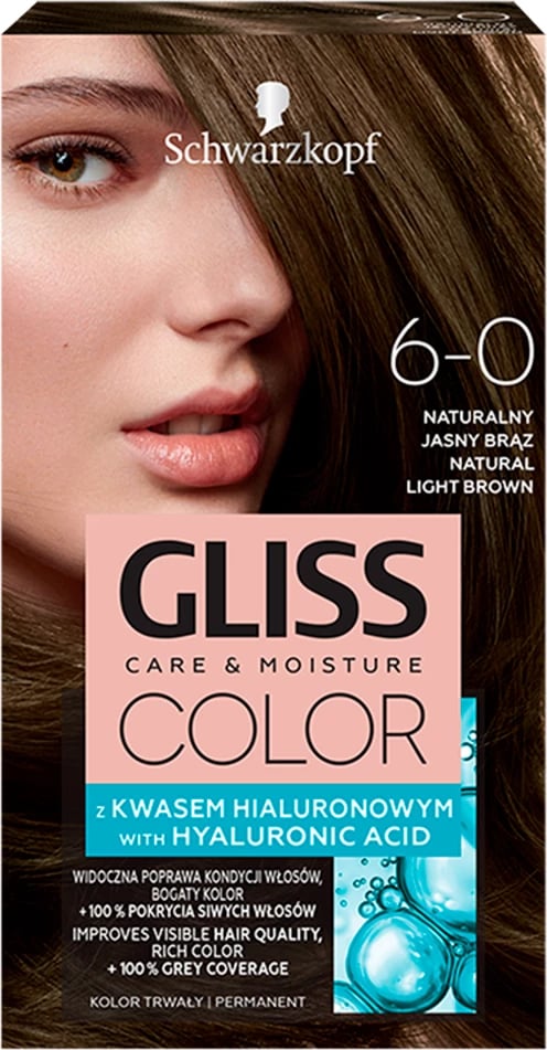 Ngjyrë për flokë Gliss Color Care & Moisture 6-0 Natural Light Brown për femra