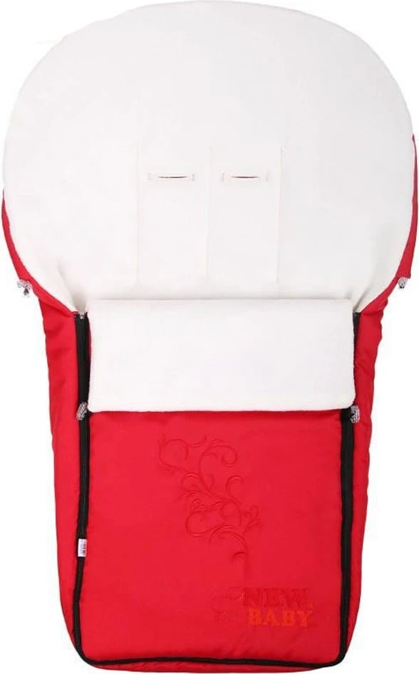 qese dimërore për karrocë dhe ulëse auto, New Baby, Luxury Fleece, 40x90 cm, material fleece poliester, vrima për rrip 5-pikësh, e kuqe