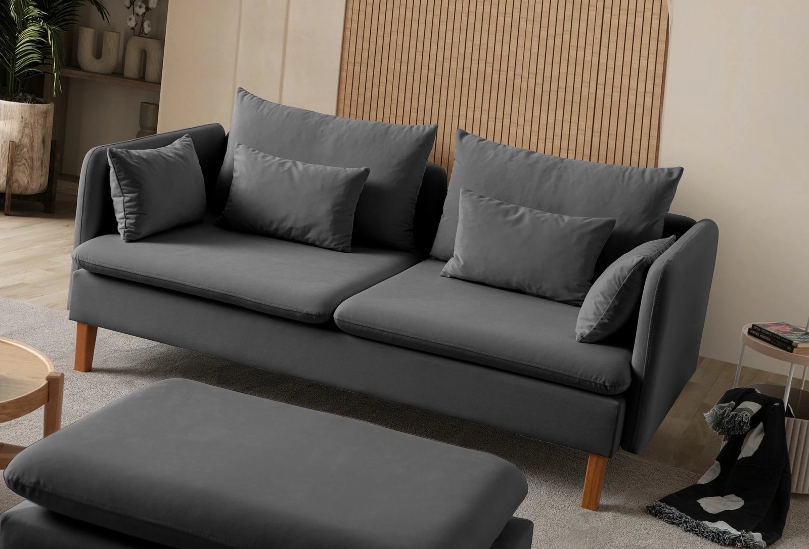 Divan treshe, ngjyrë antracit, Flexy, Atelier del Sofa