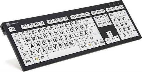 Tastierë LogicKeyboard XL-Print Black on White DE, USB, full-size, QWERTZ, zi/bardhë
