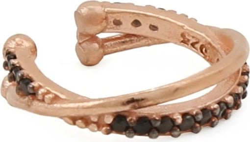 Vath argjendi Jumeon, ngjyrë rozë ari dhe e zezë, 13mm, 11234SIYAH