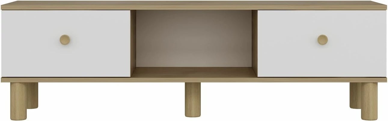 Komodë TV Skye Decor, ngjyrë lis safir dhe e bardhë