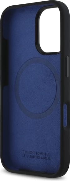 Mbështjellës BMW Silicone Hexagon Blue Line MagSafe për iPhone 16, Zi