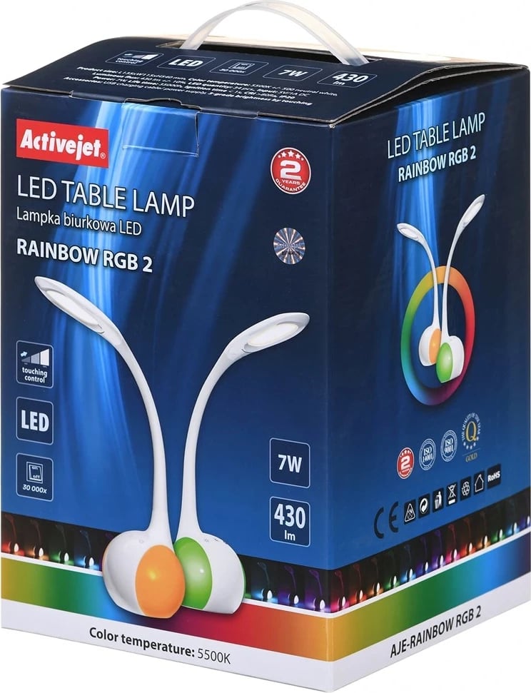 Llambë tavoline Activejet AJE-RAINBOW RGB 2, LED, 7 W, Bardhë