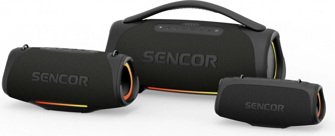 Altoparlant Bluetooth portativ, Sencor Resonex MIDI, 80W, IPX7, TWS, deri 12 orë, LED, i zi