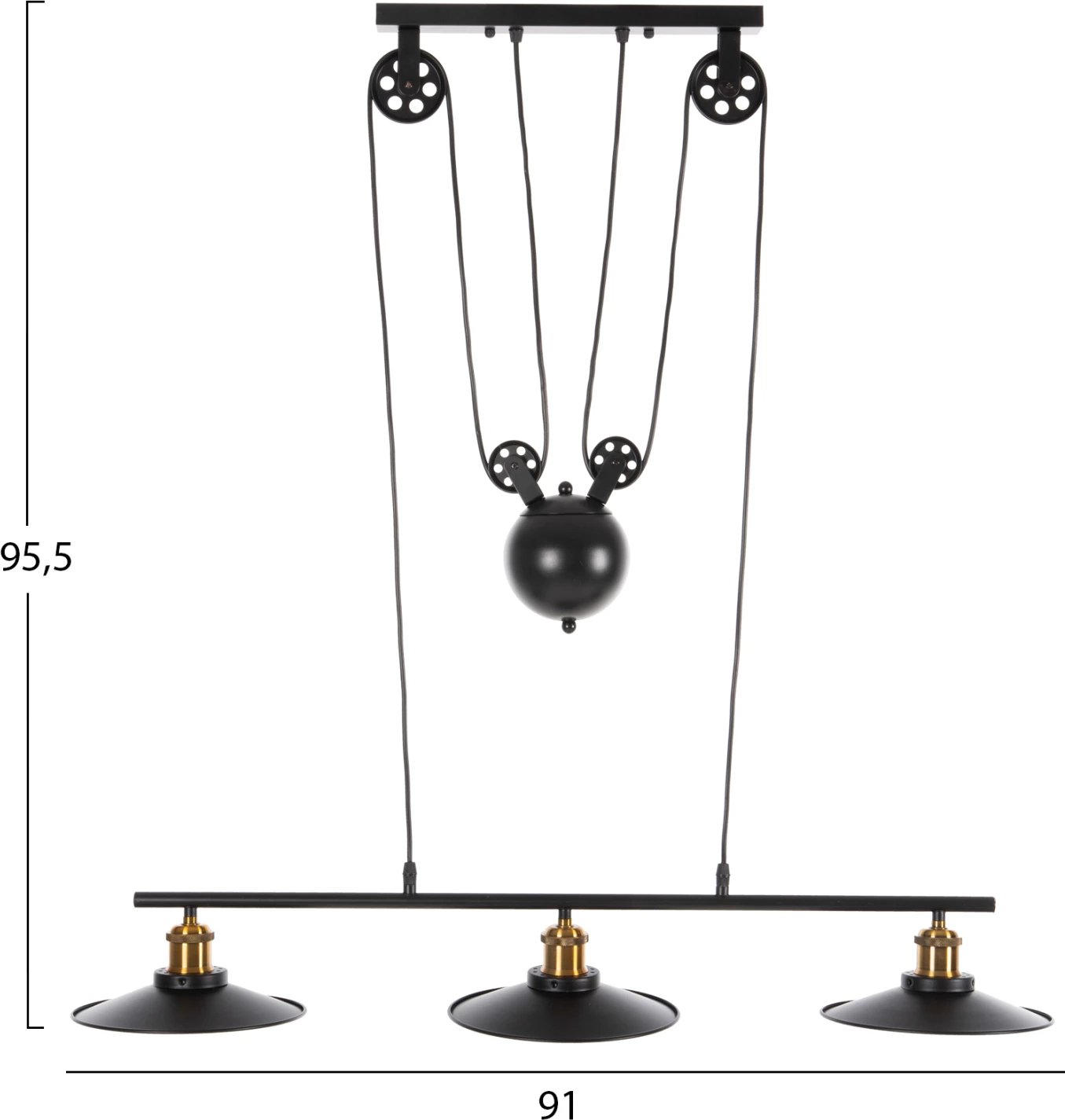 Llambë varëse për tavan, 3 drita, FH4120, metal, ngjyrë e zezë, 91x91x95.5 cm