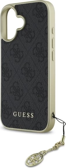 Mbështjellës Guess 4G Charms Collection për iPhone 16 Plus, i zi