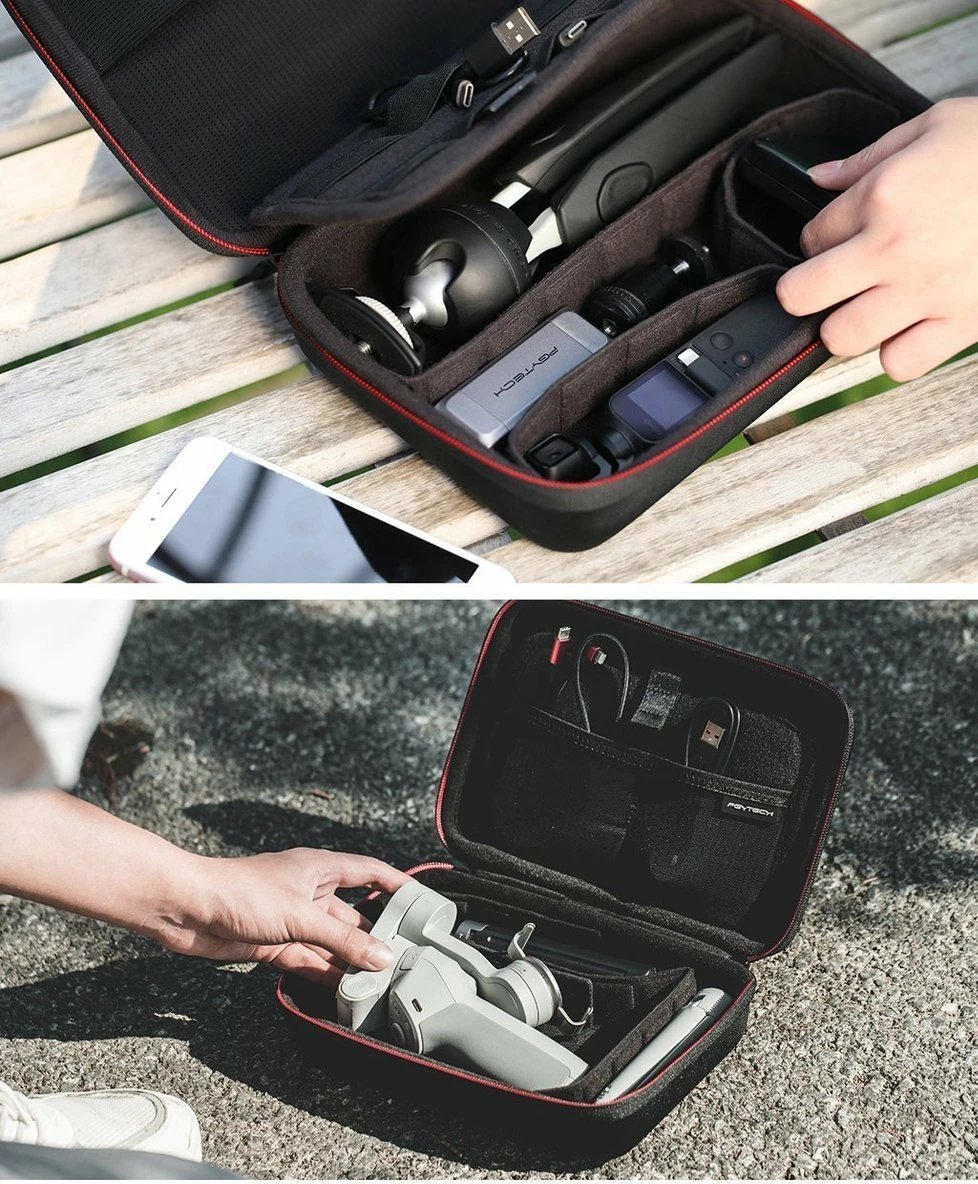 çantë transporti PGYTECH P-18C-020 për DJI OM 5/4/3, Pocket/Pocket 2 dhe kamera aksioni, ndarje modulare, rezistente ndaj ujit, e zezë