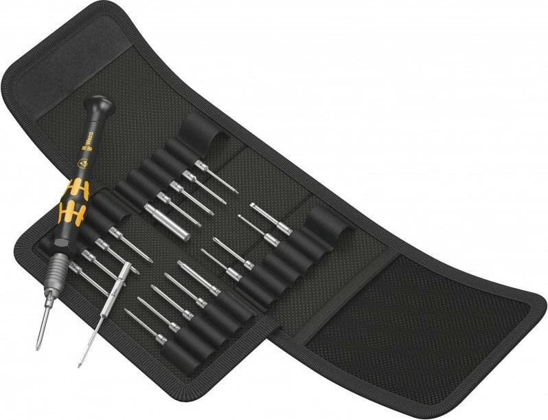 Set kaçavidash precize Wera KK Micro 21 me 20 bita, me kasë, e zezë