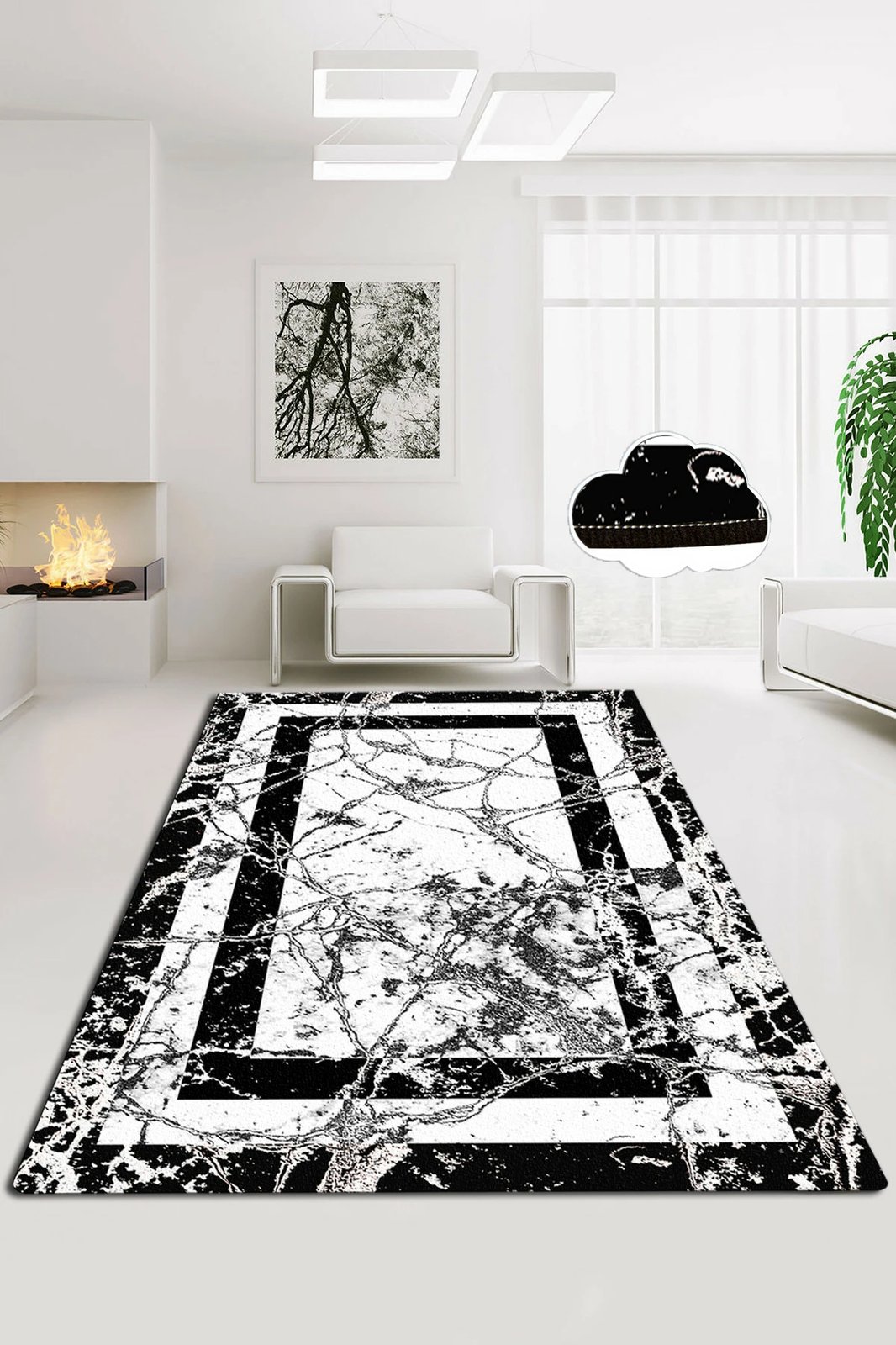 Qilim Conceptum Hypnose, marmor v2, 80x120cm, bardh e zi