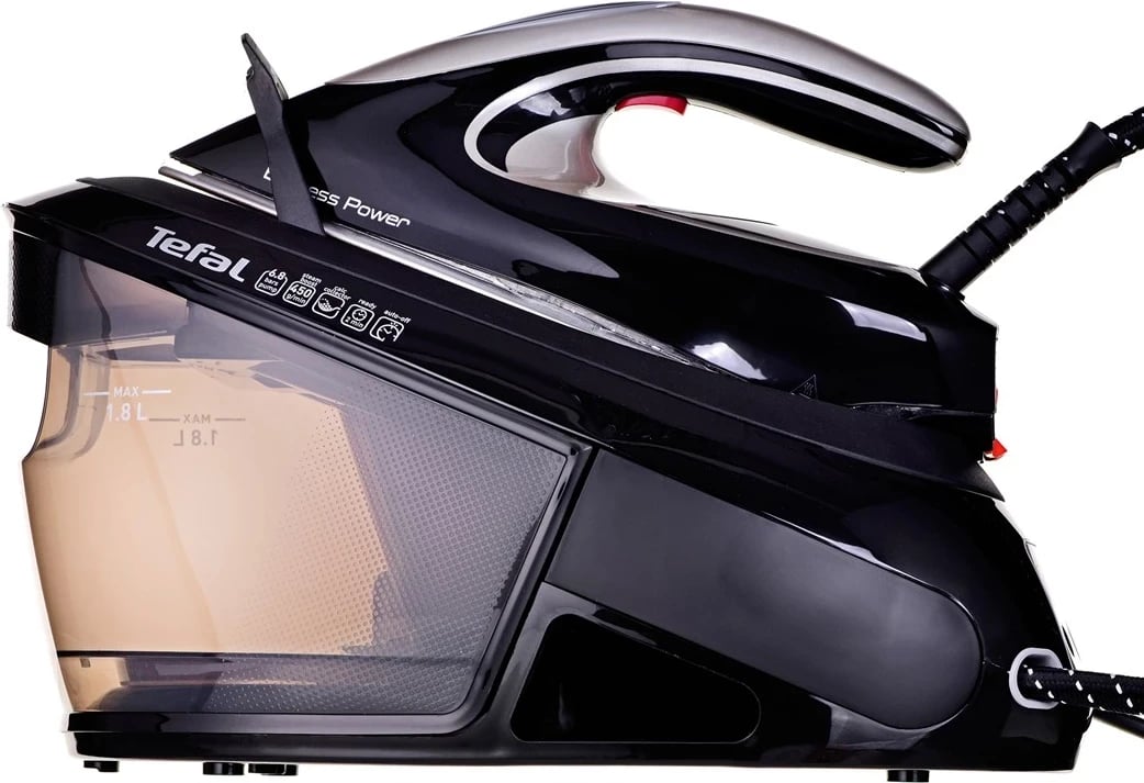 Hekur Tefal SV8062, 1.8 L Durilium AirGlide Autoclean, Zi dhe Argjendtë