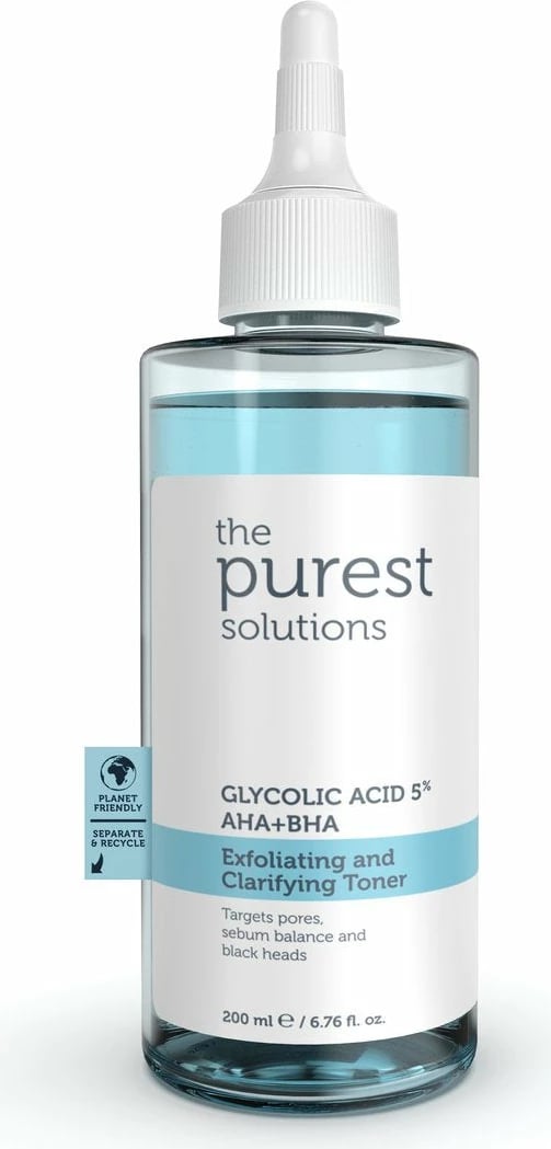 Tonik eksfoliues & pastrues The Purest Solutions Acidi glikolik %5 AHA+BHA, 200 ml