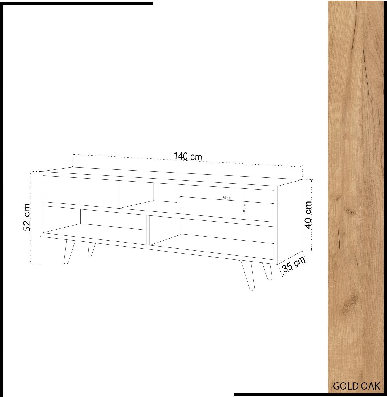 Komodë TV Hanah Home, Glasgow, ngjyrë lis dhe e bardhë