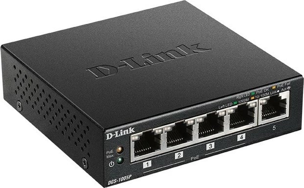 Switch D-Link DGS-1005P/E, 5 porta Gigabit, 4 PoE, 60W, i zi