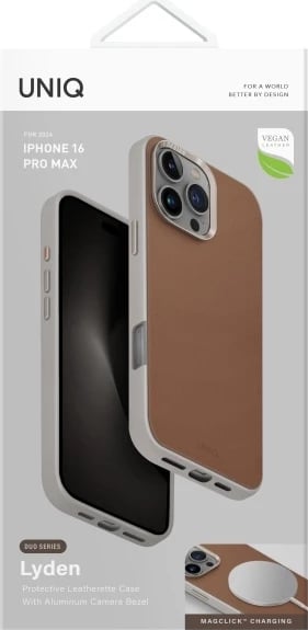 Mbështjellës UNIQ Lyden DS për iPhone 16 Pro Max 6.9", Magclick Charging, karamel/ivory