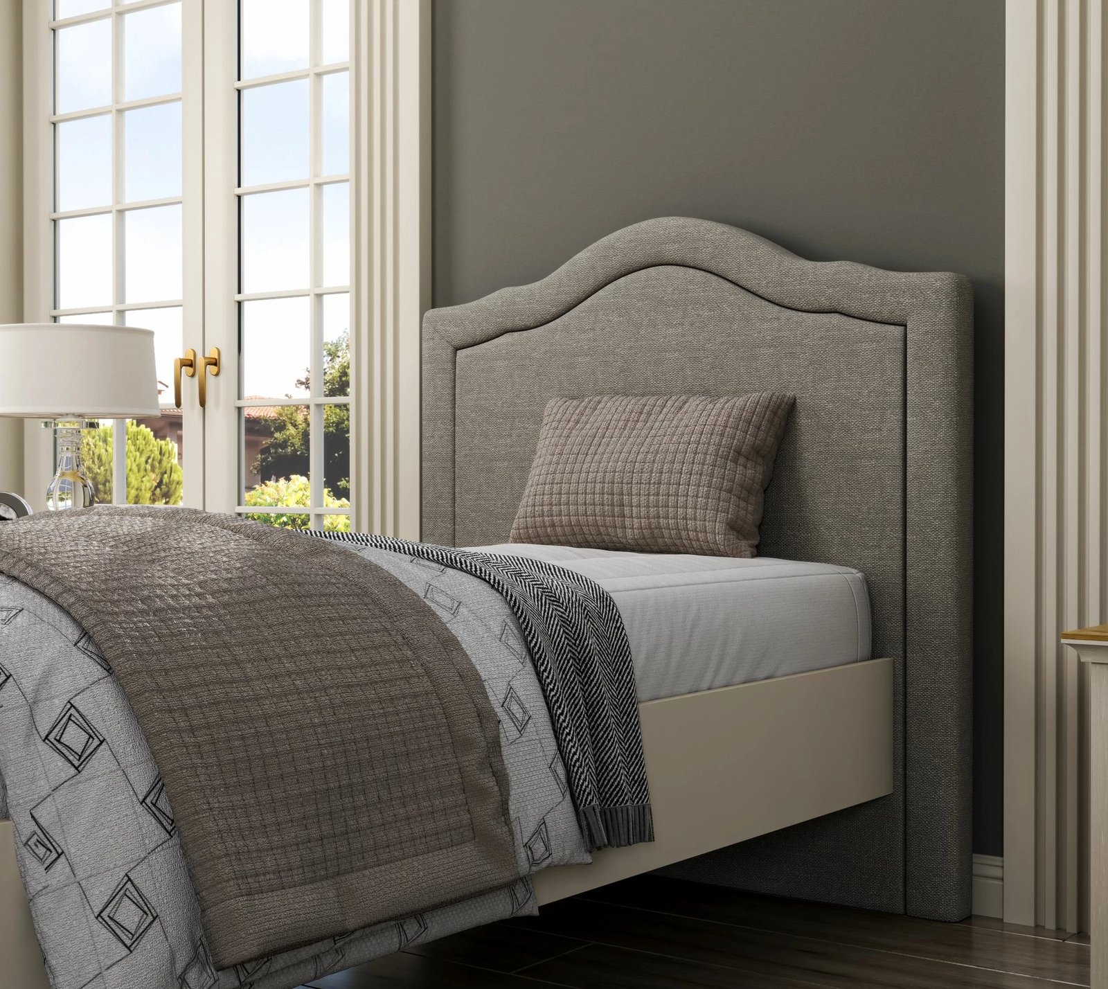 Krevat teke Skye Decor, krem, lis, gri, FRN-21018