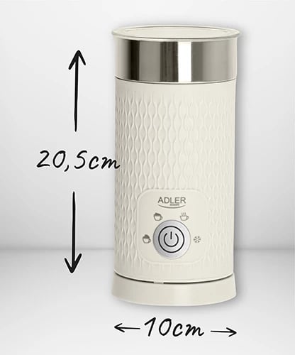 Shkumues qumështi, Adler AD 4495, 4 funksione cappuccino/latte/ngrohje/shkumë e ftohtë, 300 ml qumësht i nxehtë 130 ml shkumë, 500W, bezhë