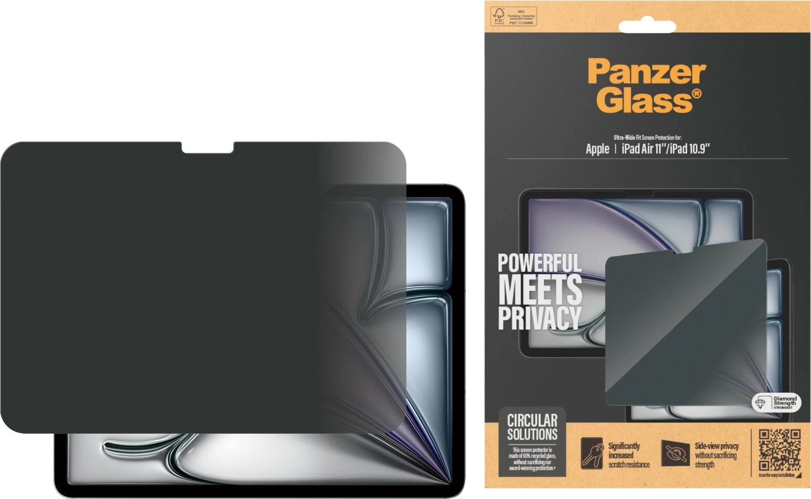 Mbrojtës ekrani privacy PanzerGlass për iPad Air 11"/10.9", transparent