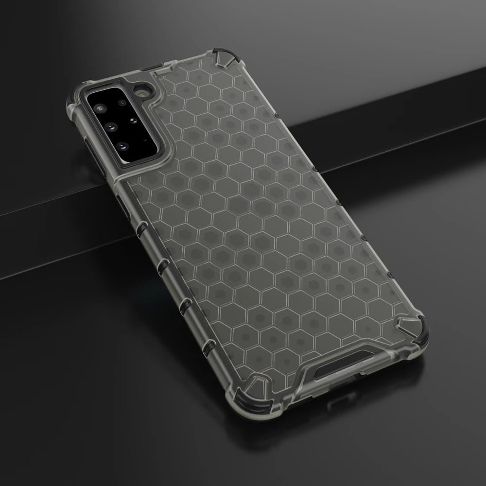 Mbështjellës Hurtel Honeycomb Case për Samsung Galaxy S21+ 5G, i zi