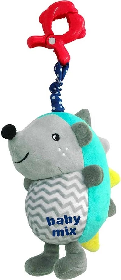 lodër plushe me muzikë, Baby Mix, iriq, 24 cm, me kapëse, blu-gri