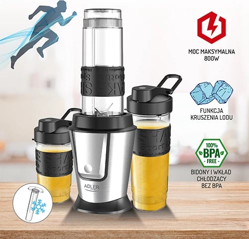 blender personal Adler AD 4081 500W 20000rpm 2 shishe 570ml/400ml inox i zi me shkop ftohës blender personal Adler AD 4081 500W 20000rpm 2 shishe 570ml/400ml inox i zi me shkop ftohës