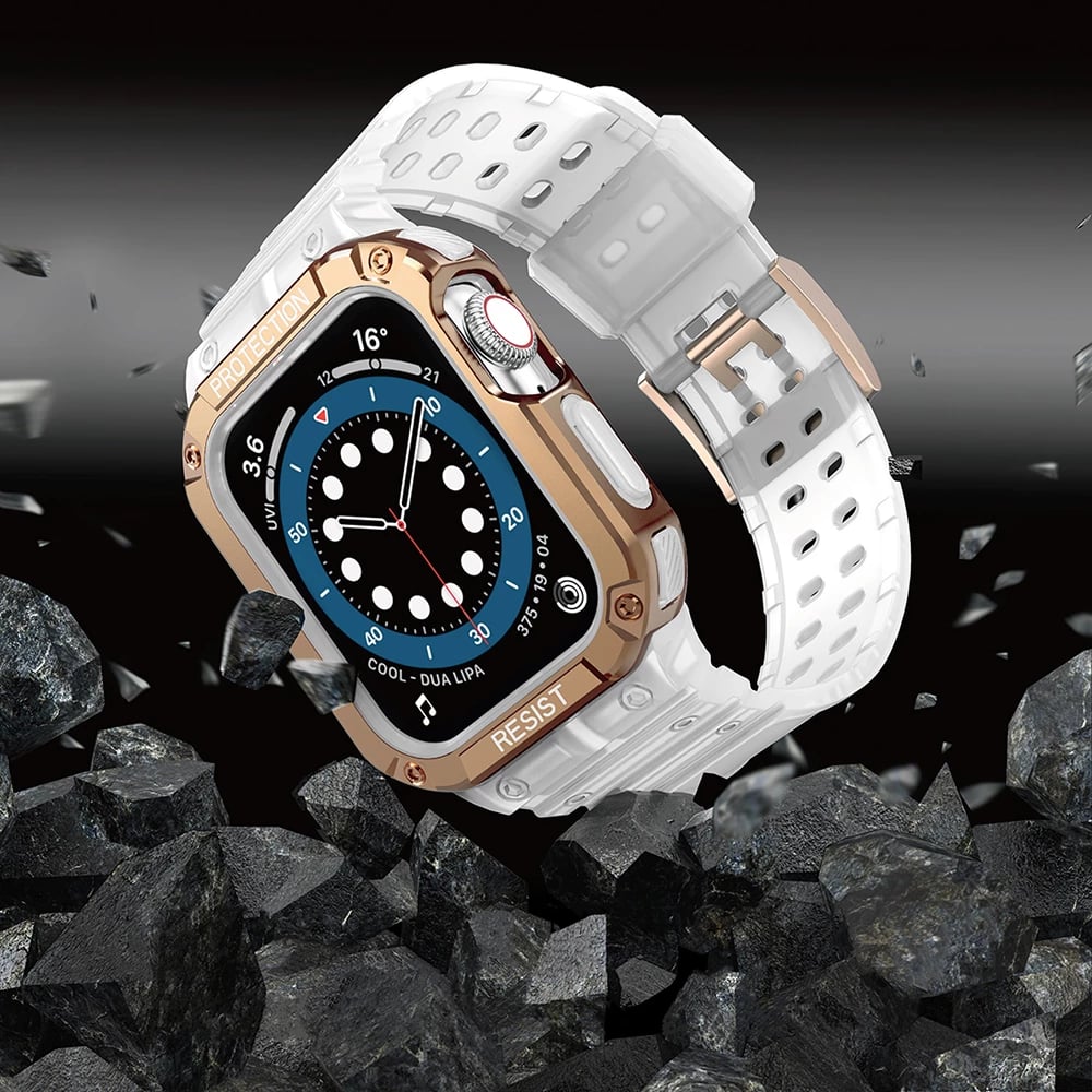 Rrip me mbështjellës Hurtel për Apple Watch 7/6/5/4/3/2/SE, 45/44/42mm, Bardhë/Rozë Gold