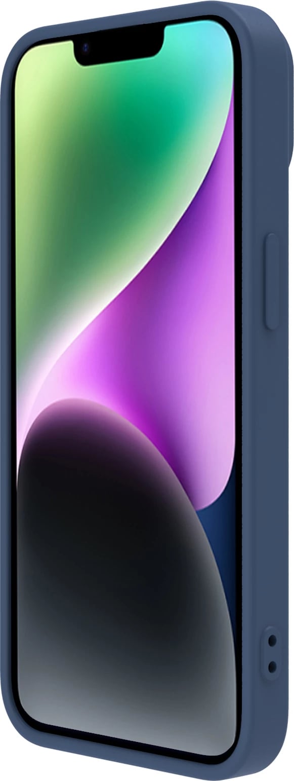 Mbështjellës Nillkin CamShield Silky Silicone për iPhone 14, me kapak kamere, kaltër
