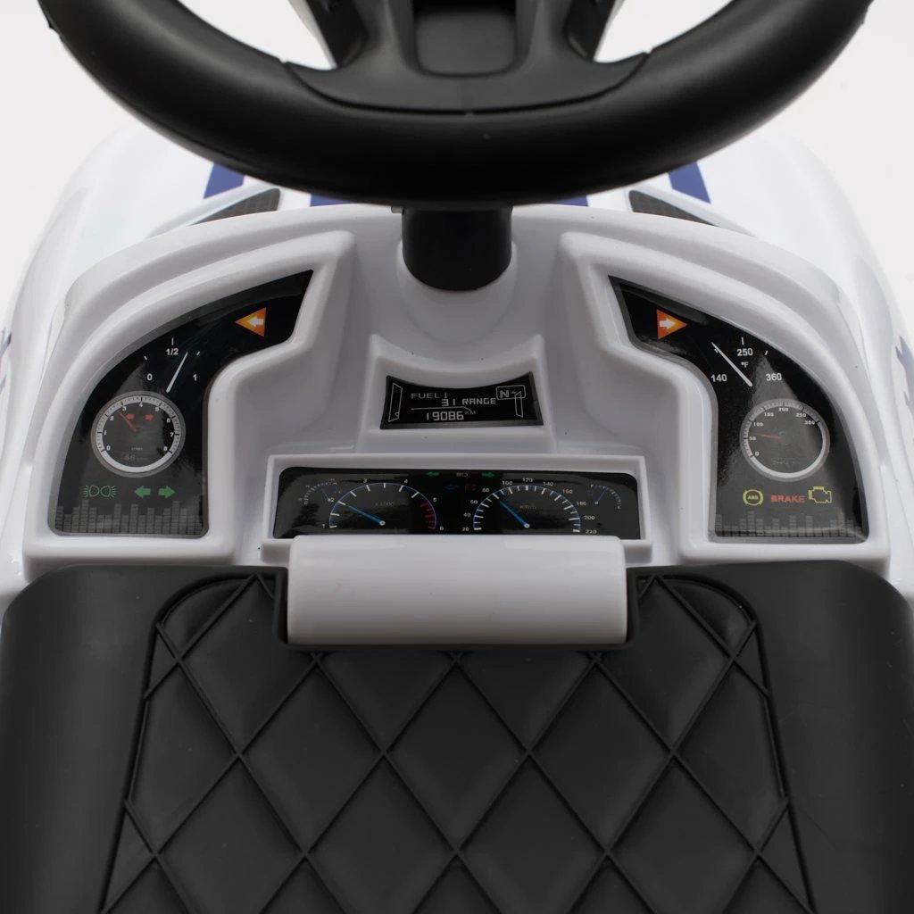 makinë shtytëse për fëmijë, Baby Mix, Police, me panel zanor dhe shufër drejtimi, 12m+, ngarkesë 25 kg, e bardhë