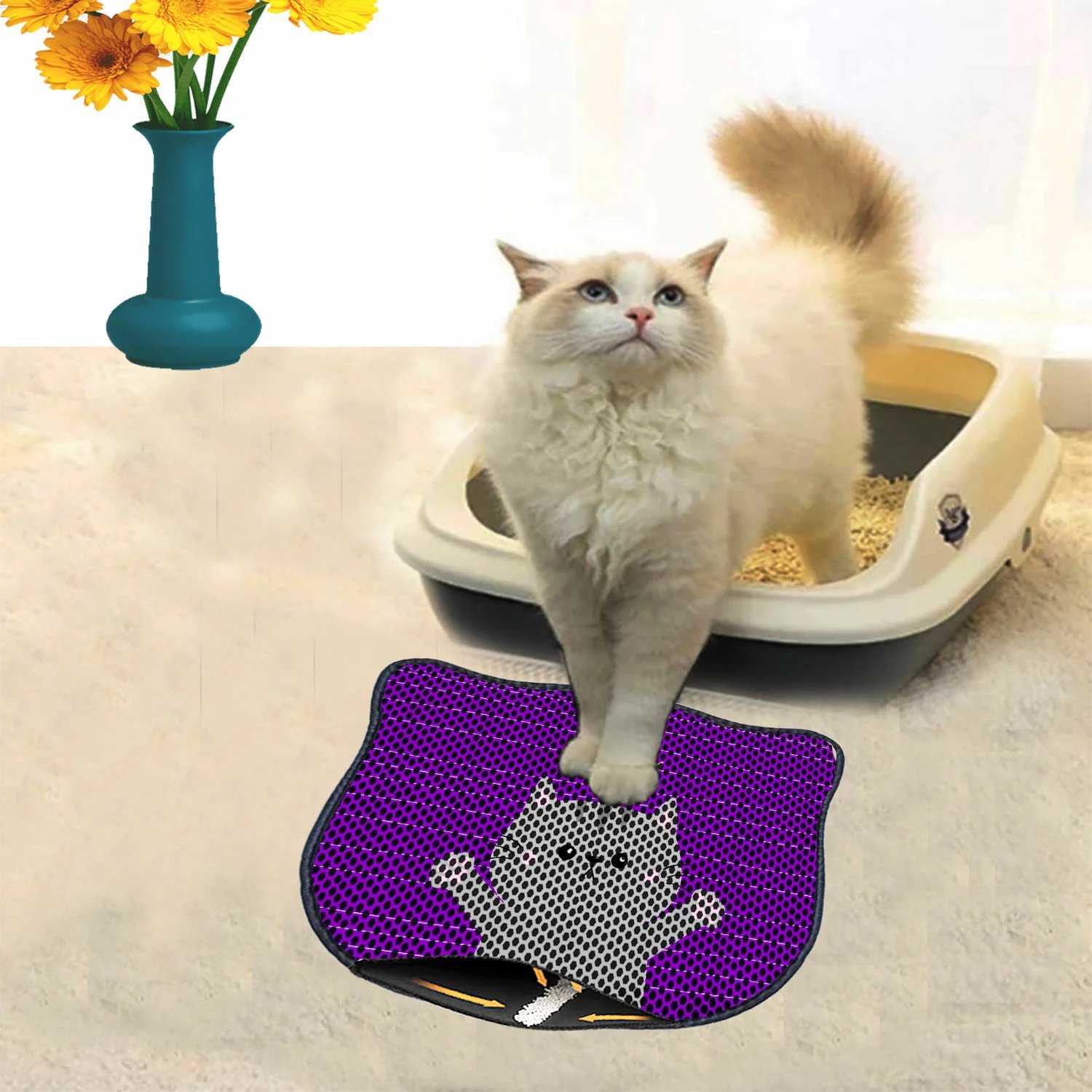 Tapet për rërë mace, shumëngjyrësh, Paws & Whiskers, Kdkafa0003, 40x50cm