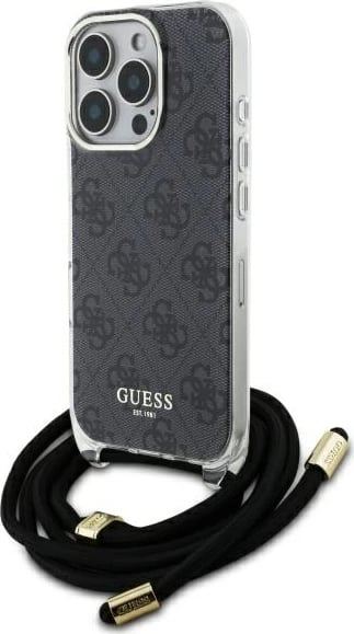 Mbështjellës Guess Crossbody Cord 4G Print për iPhone 16 Pro, i zi Mbështjellës Guess Crossbody Cord 4G Print për iPhone 16 Pro, i zi