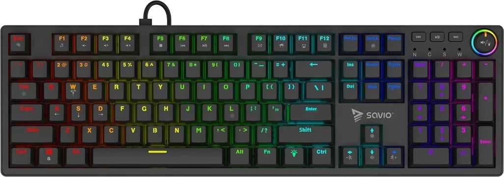 Tastierë mekanike SAVIO STYX, Outemu Brown, RGB, Full-size, e zezë