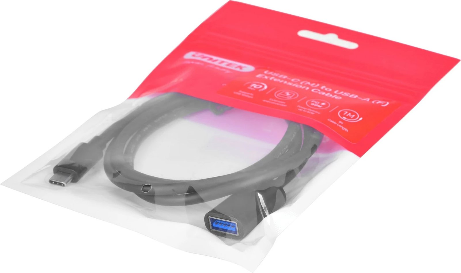 Adapter kabllo Unitek C476BK-1M USB-C (M) - USB-A (F) 10Gbps 60 W Adapter kabllo Unitek C476BK-1M USB-C (M) - USB-A (F) 10Gbps 60 W