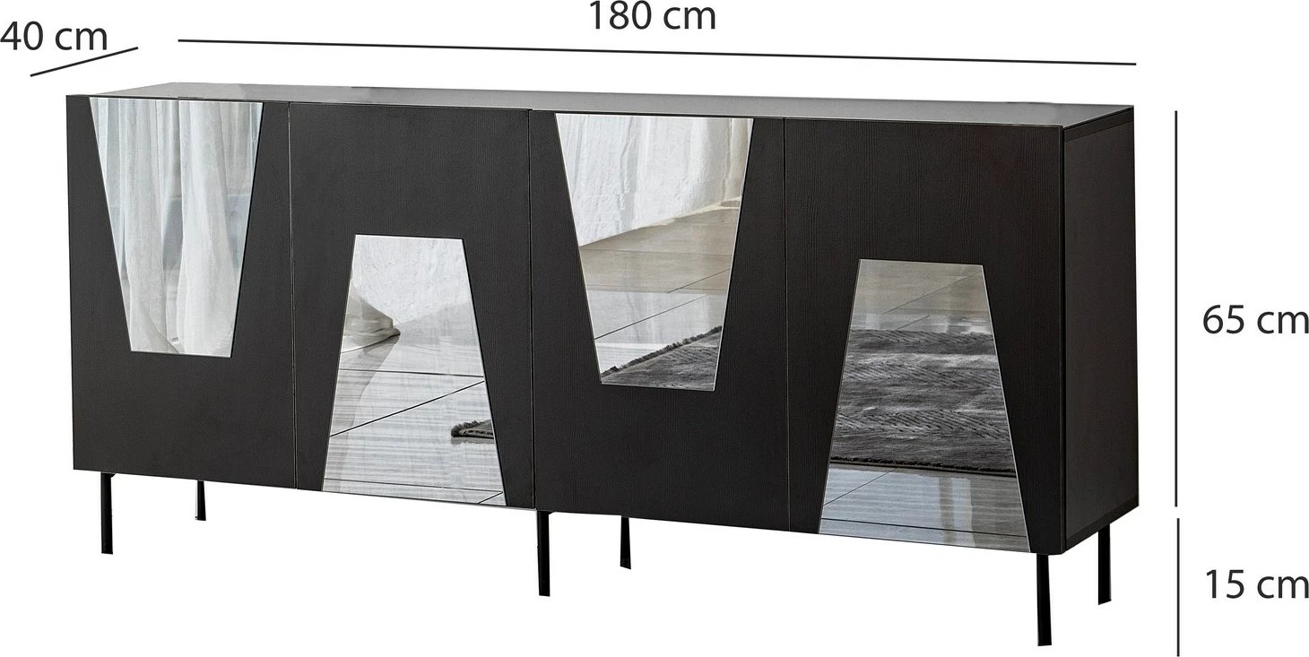 Konsol Hanah Home Venice, e zezë, fume