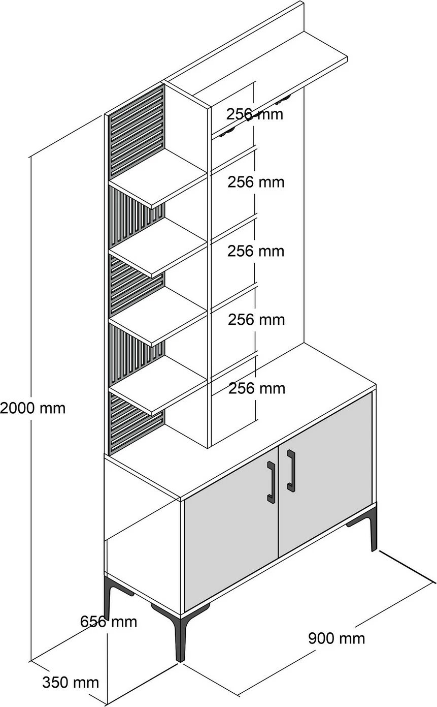 Stendë korridori, ngjyrë arre dhe antracit, Skye Decor, Viyana D