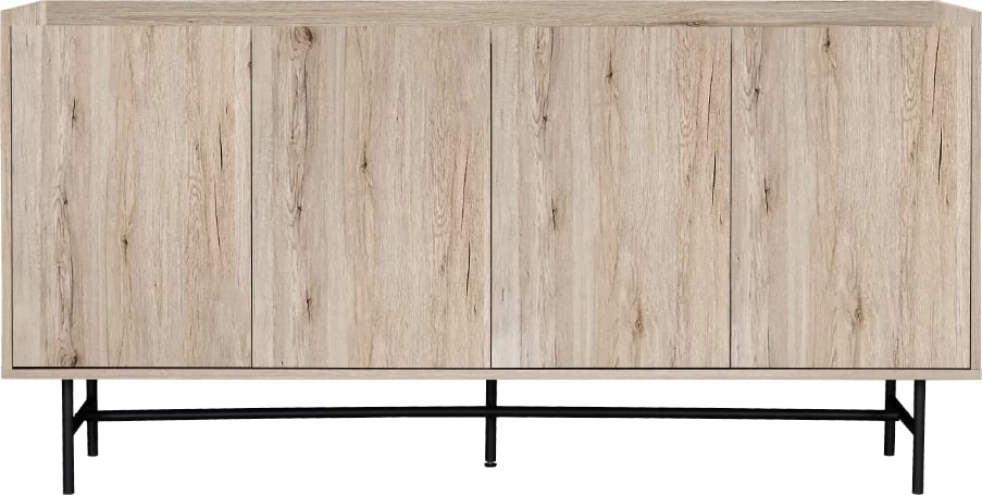 Bufe Brick-Urban, ngjyrë sonoma, këmbë të zeza, 161x39.5x80cm