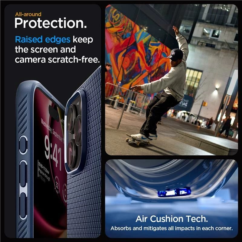 Mbështjellës Spigen Liquid Air për iPhone 15 Pro Max, Blu