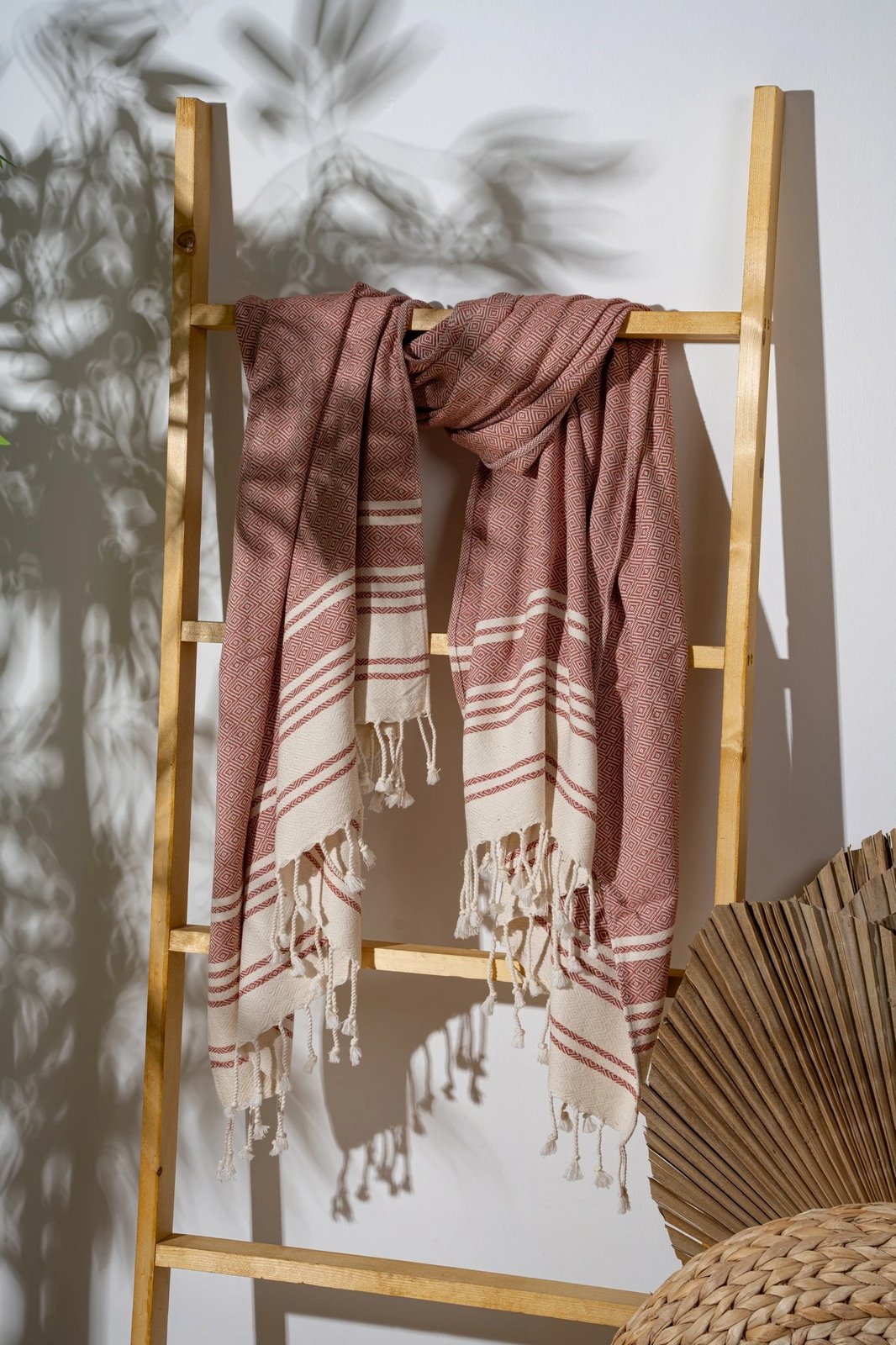 Peshqir plazhi Fouta, ngjyrë e kuqe kafe, New Diamond, Mijölnir, 90x170cm